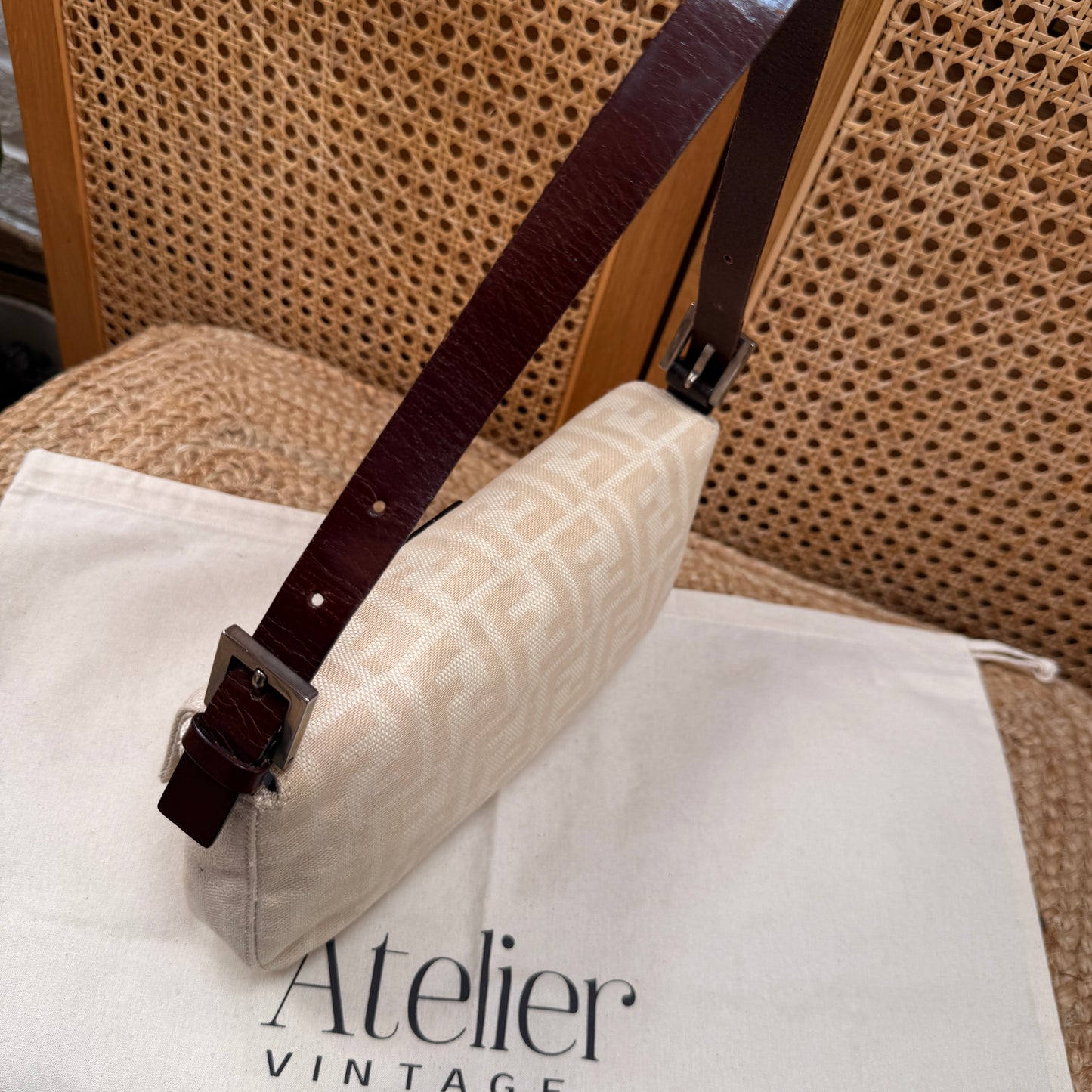 Fendi 1990s Original Baguette in Beige Canvas