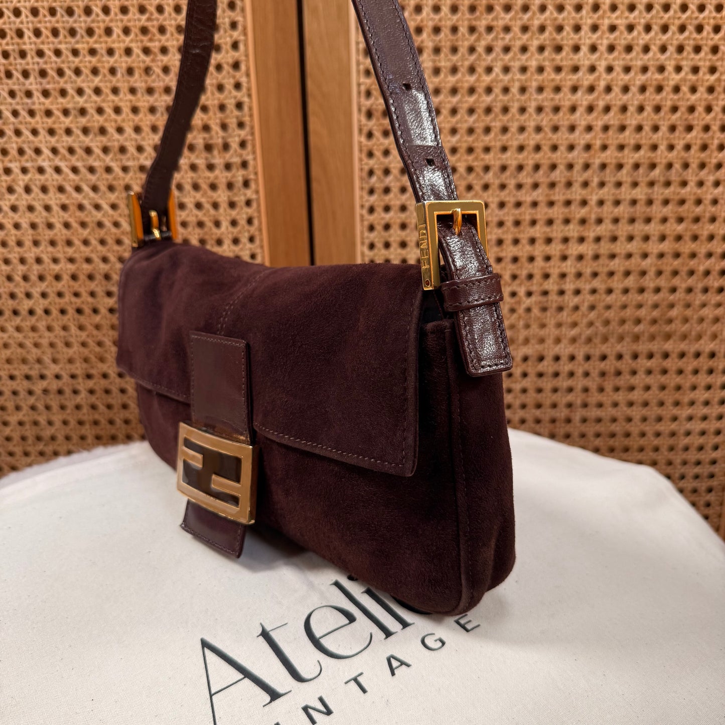 Fendi 1999 Fendi Baguette - Chocolate Suede & Enamel Closure