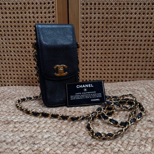 Chanel 1994 Caviar Pochette - Black Caviar Leather & 24k gold hardware