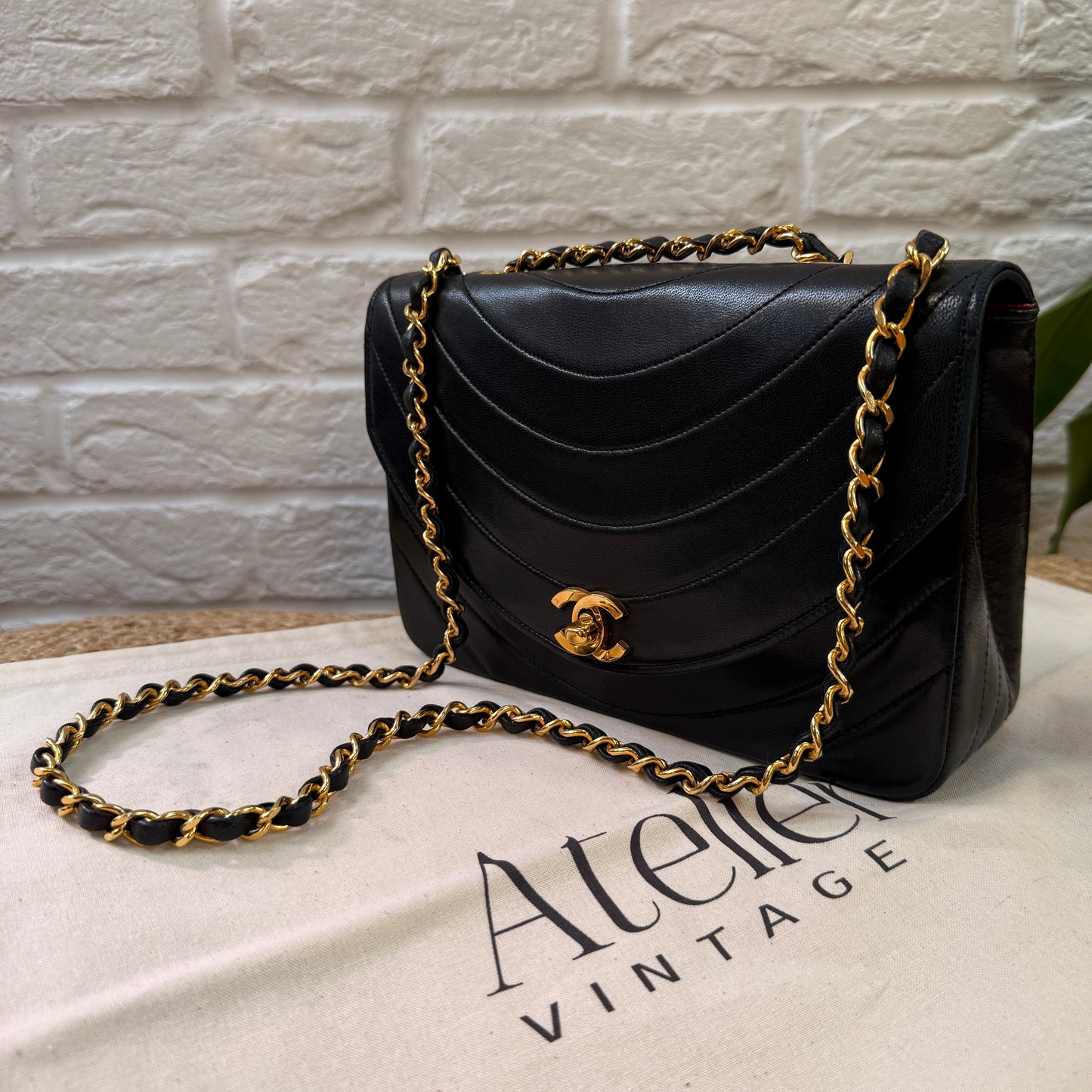 Chanel 1986 Rare Black Half Moon Quilted single flap