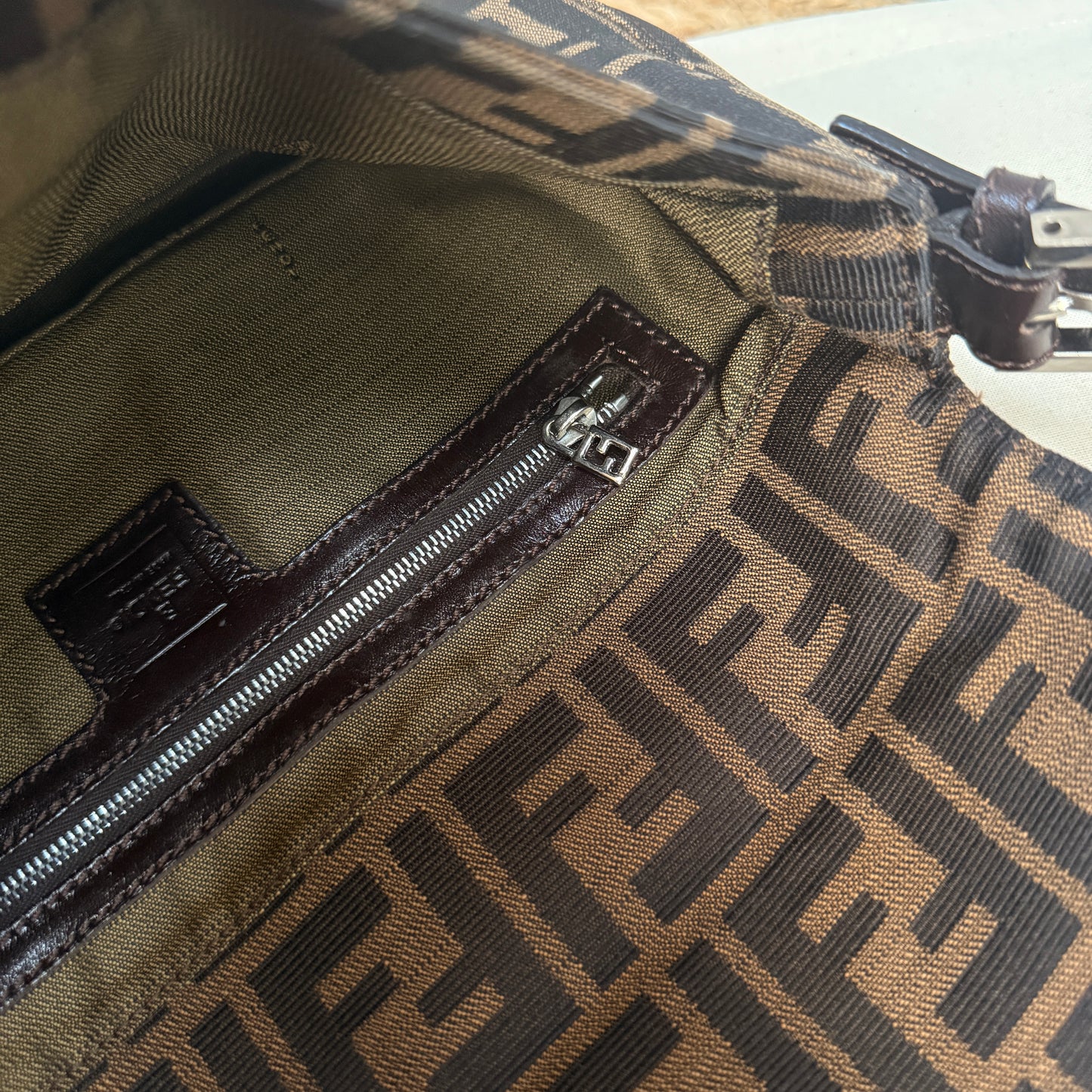 Fendi 1990s Original Baguette in Brown Zucca Print Canvas