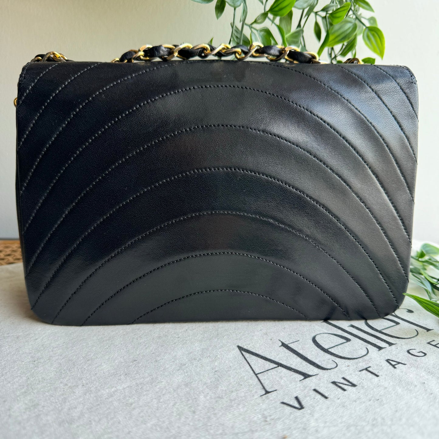 Chanel Early 1980s Rare Half Moon Quilted Single Flap