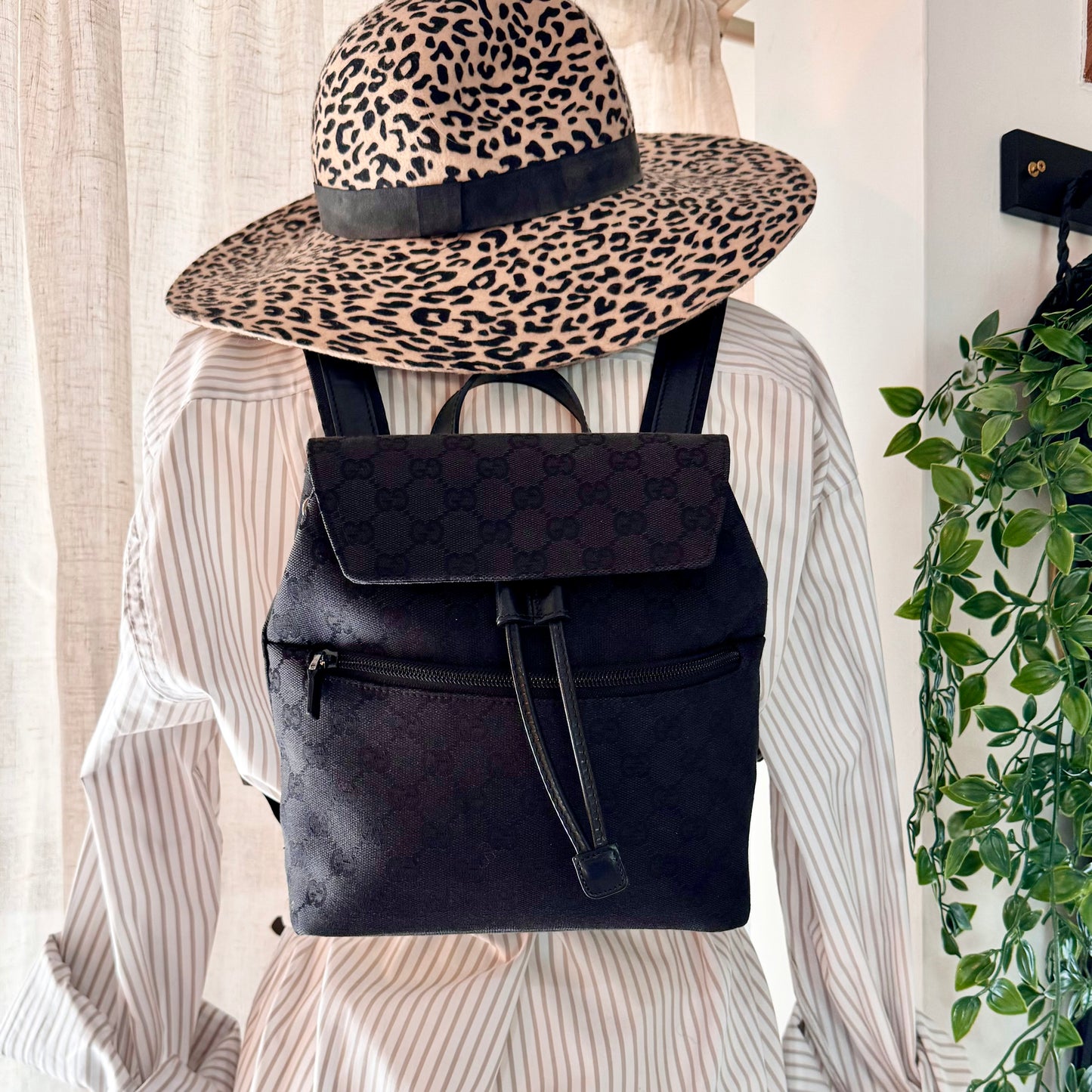 Gucci 2000s GG Canvas & Leather Top Handle Back Pack