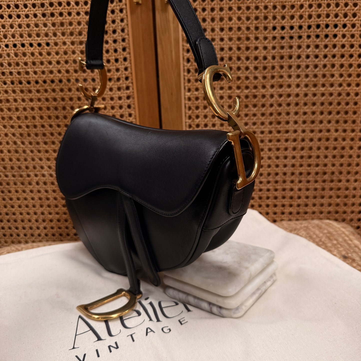 Dior 2018 Saddle Bag in Black Leather