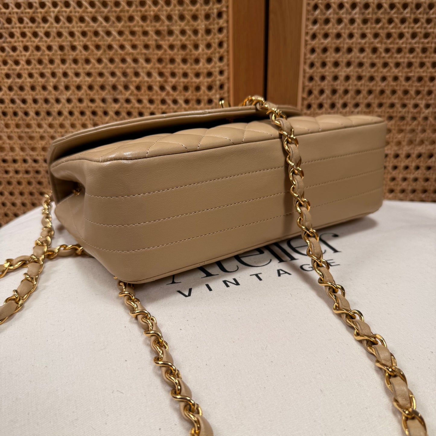 Chanel 1989 Rare Half Moon Single Flap in Dark Beige