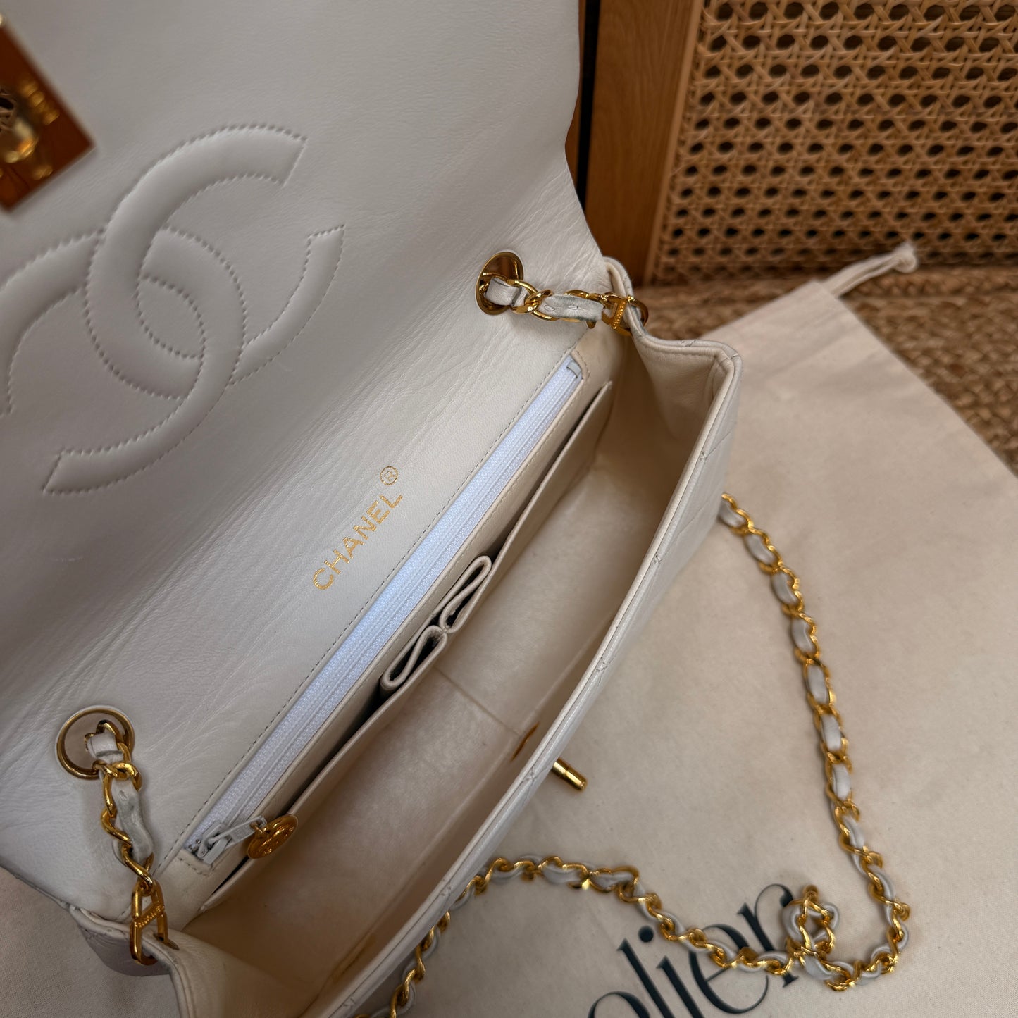 Chanel 1989 Ivory Classic Medium Rectangle Full Flap
