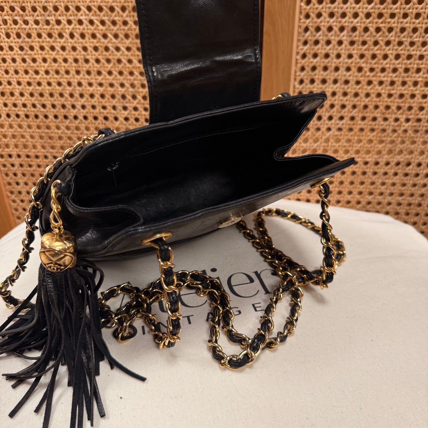 Chanel 1989 Black Camera Style Envelope Mini Tote