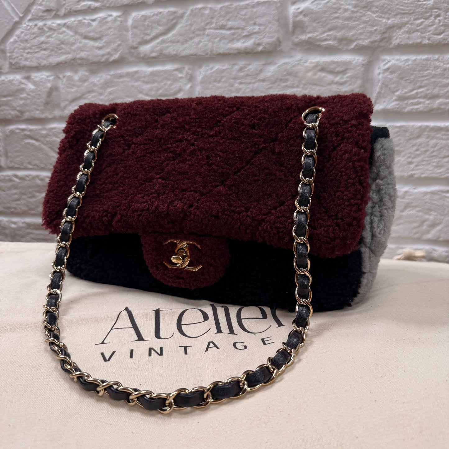 Chanel 2019 Shearling Tri Color Single Flap