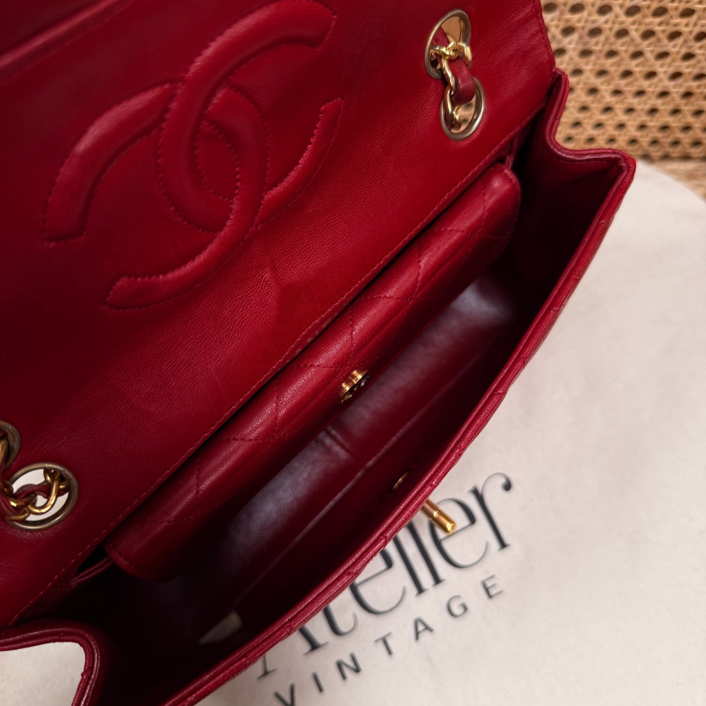 Chanel 1989 Red Classic Single Flap with purse