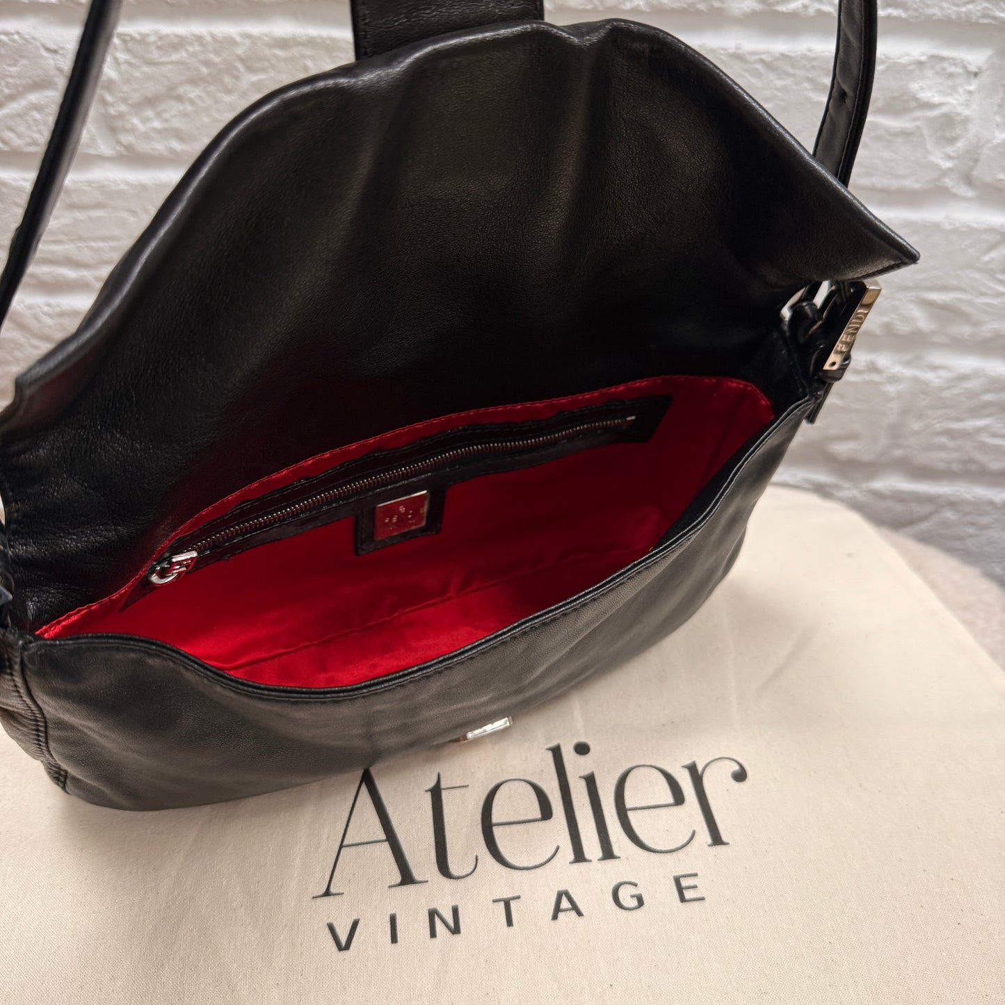 Fendi 1990s Original Fendi Baguette in black leather with limited edition animal print closure