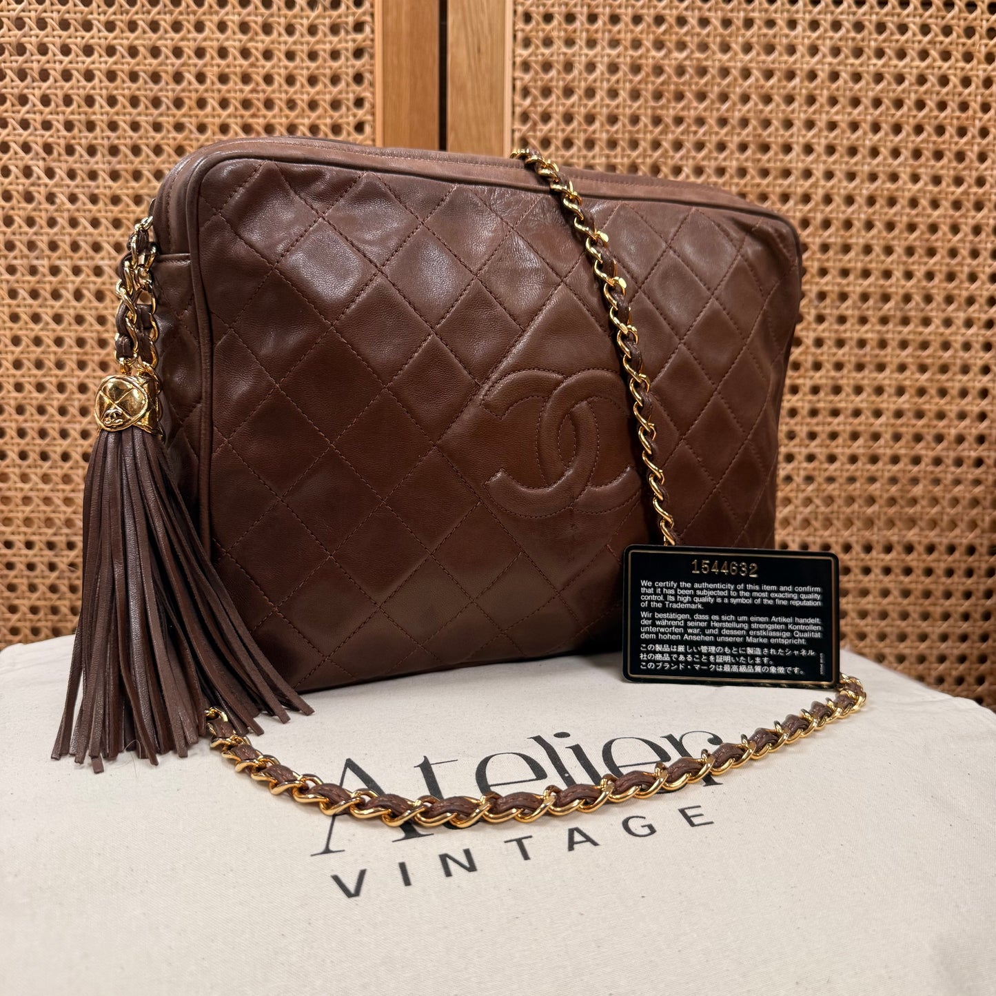 Chanel 1989 Super Rare Dark Tan Tassel Camera Bag