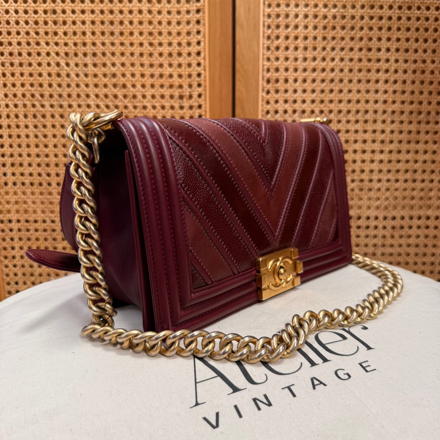 Chanel Rare 2016 Bordeaux Le Boy in Caviar mix