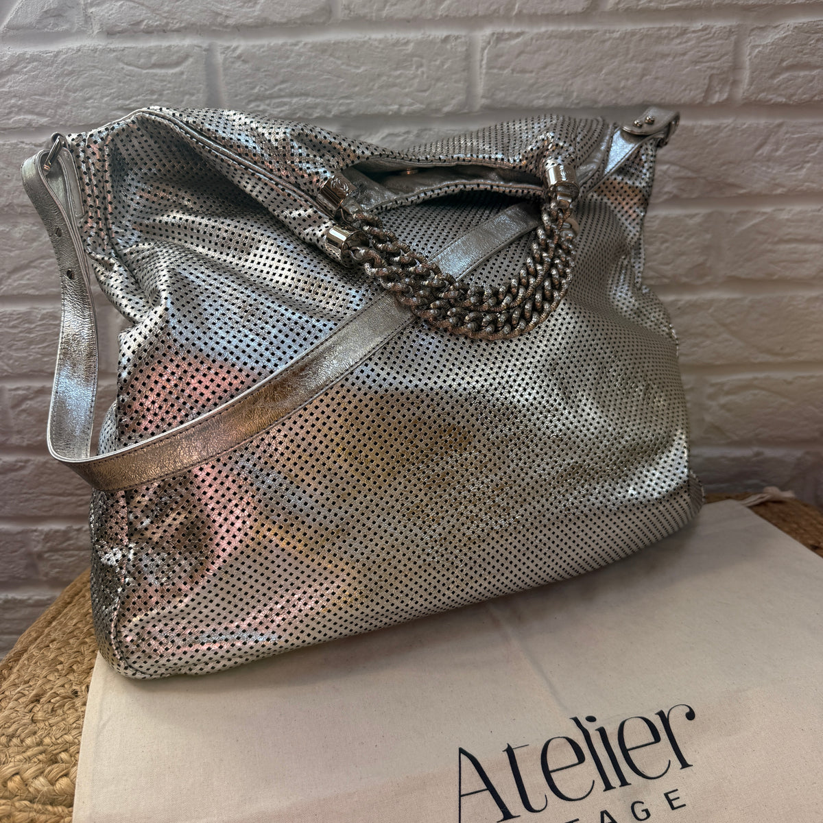 Chanel 2008 Rodeo Drive Oversized tote metallic silver