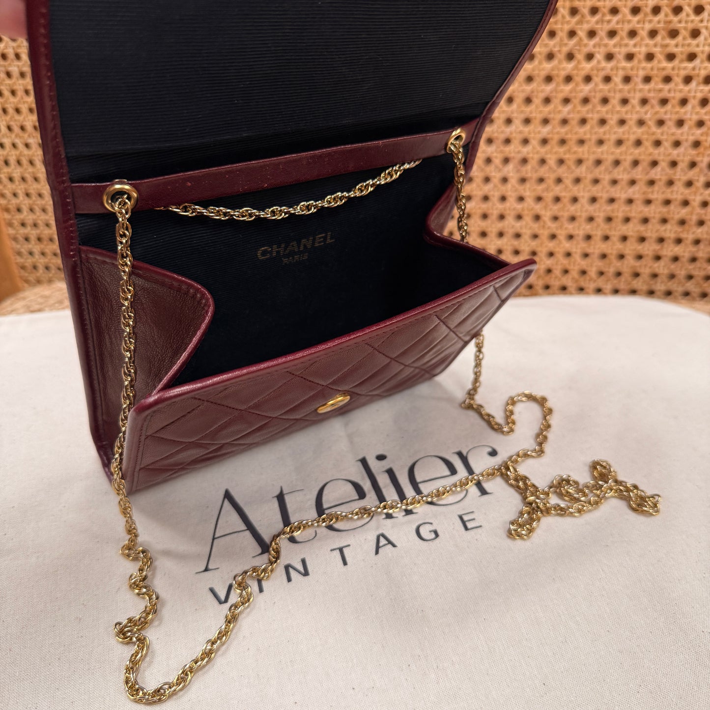 Chanel Early 1980s Rare Bordeaux Lambskin Leather Single flap Cross Body