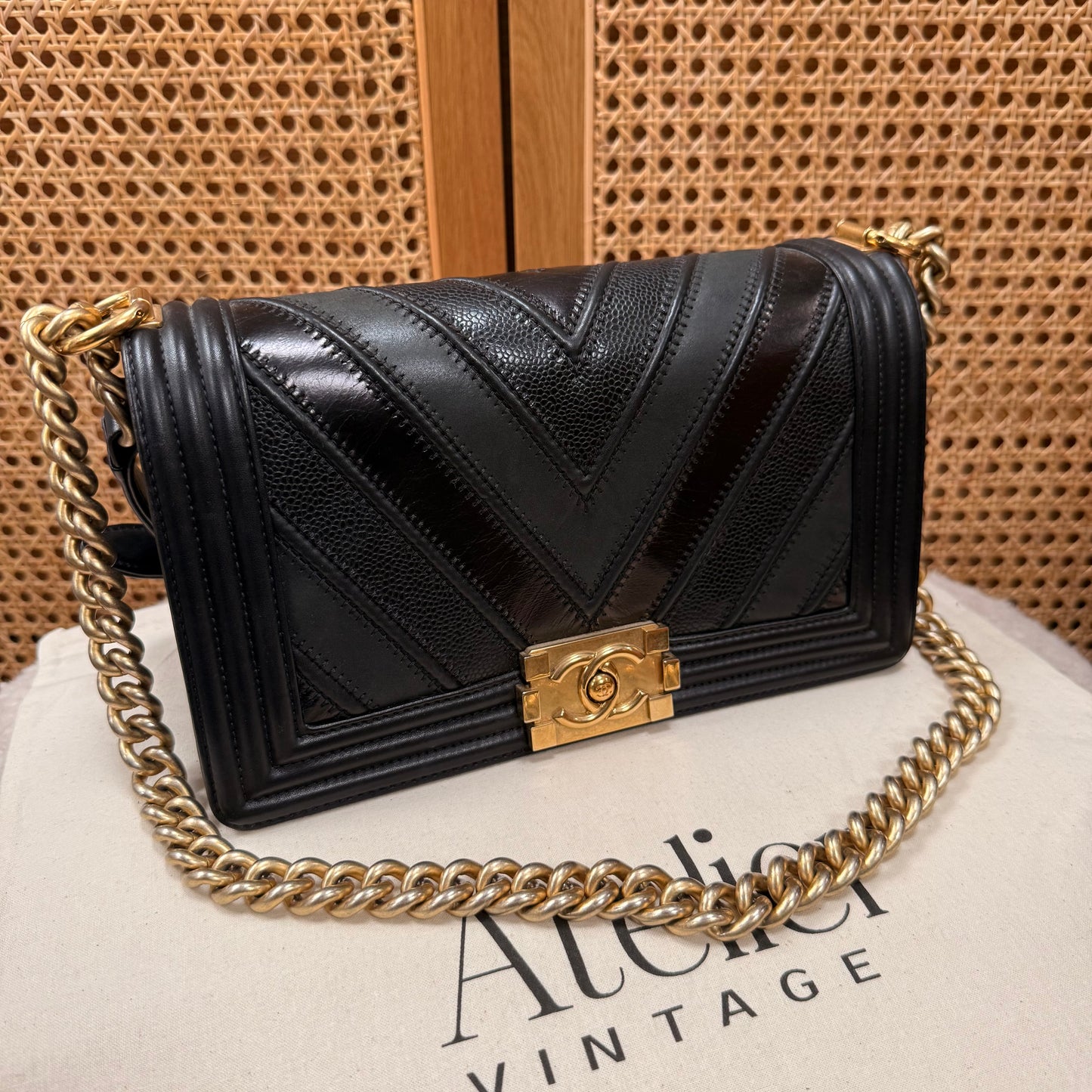 Chanel Rare 2016 Black Le Boy in Caviar mix