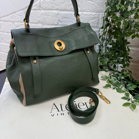 Saint Laurent 2000s Saint Laurent Khaki Muse Two Way with detachable cross Body Strap