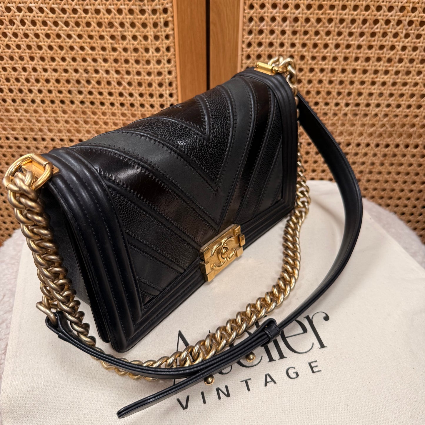 Chanel Rare 2016 Black Le Boy in Caviar mix