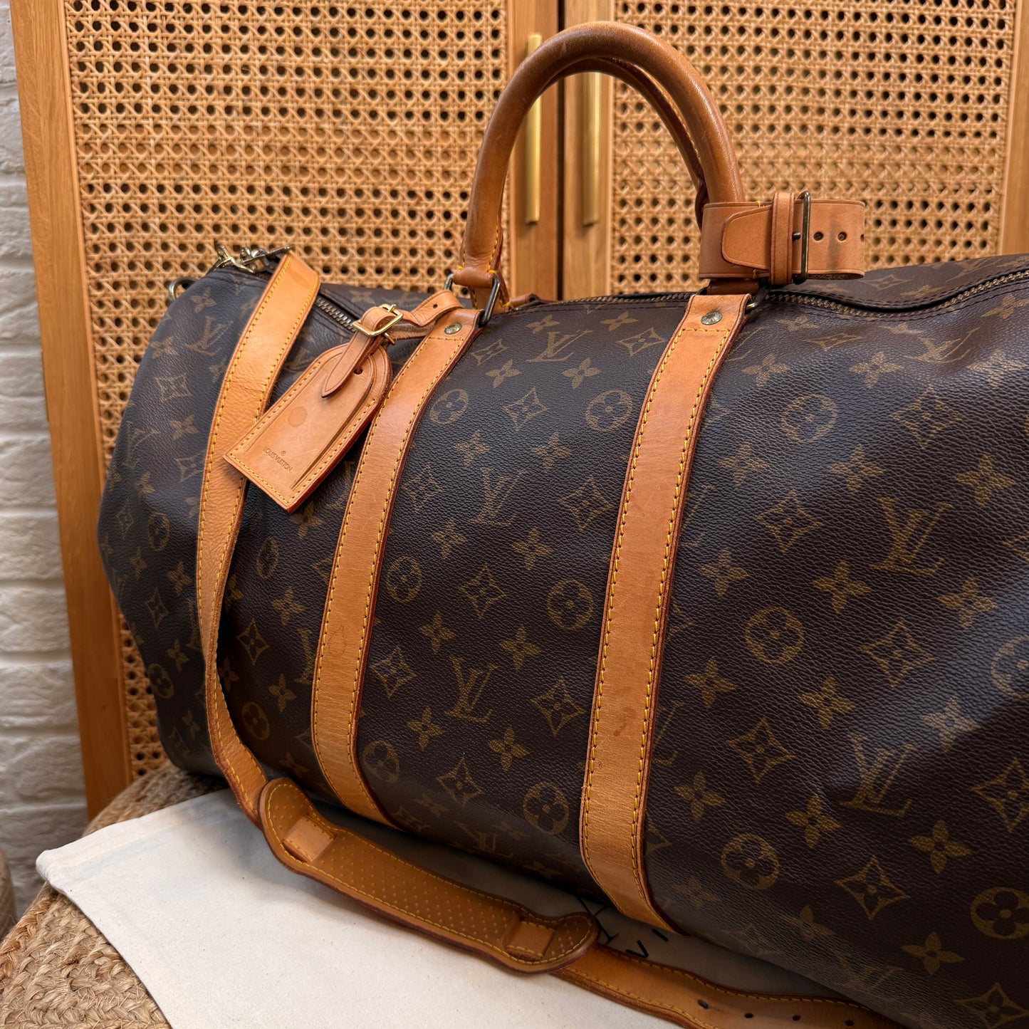 Louis Vuitton 1990 Keepall Bandoulier 50 with luggage tag & handle strap