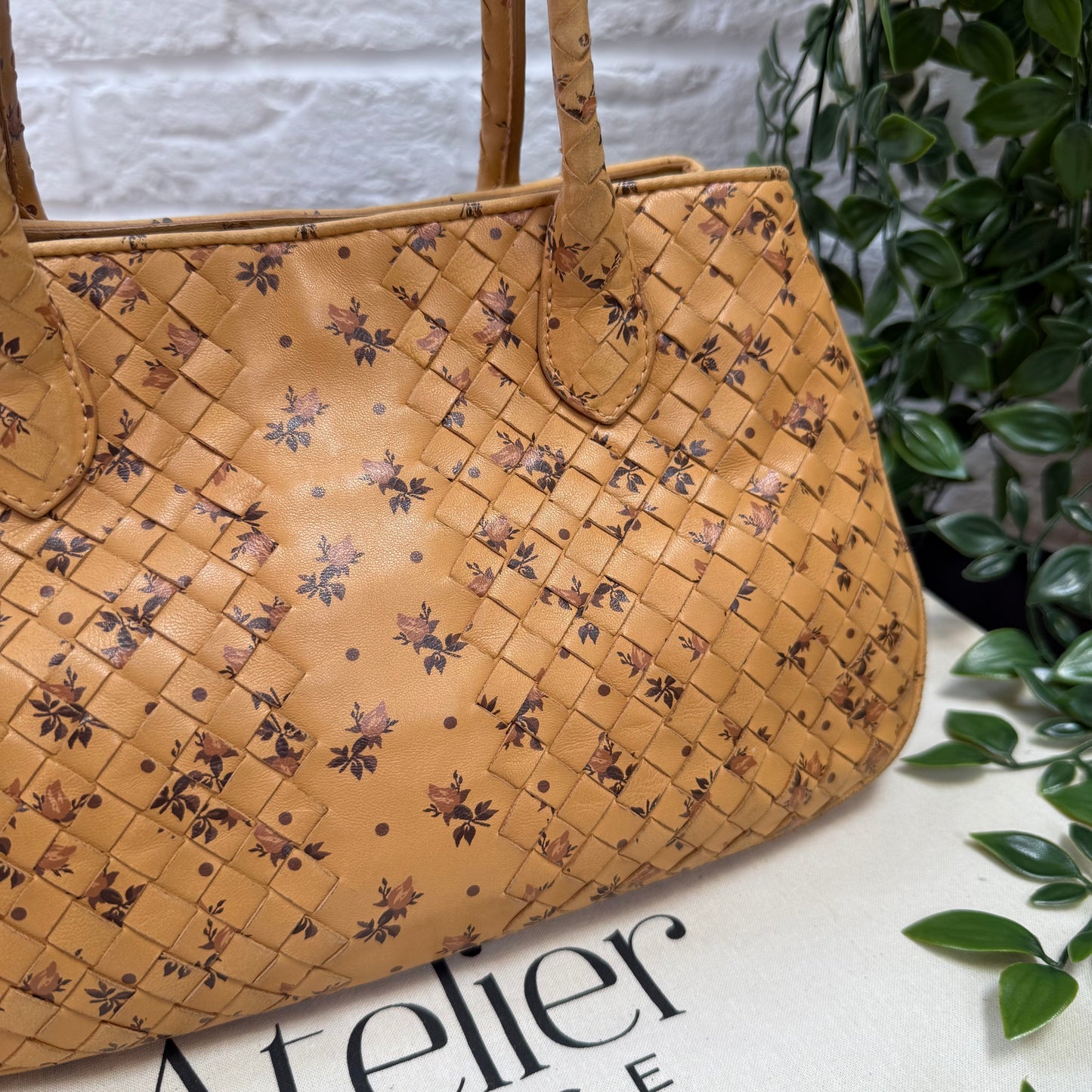 Bottega Veneta 1990s Floral Print intrecciato woven tote
