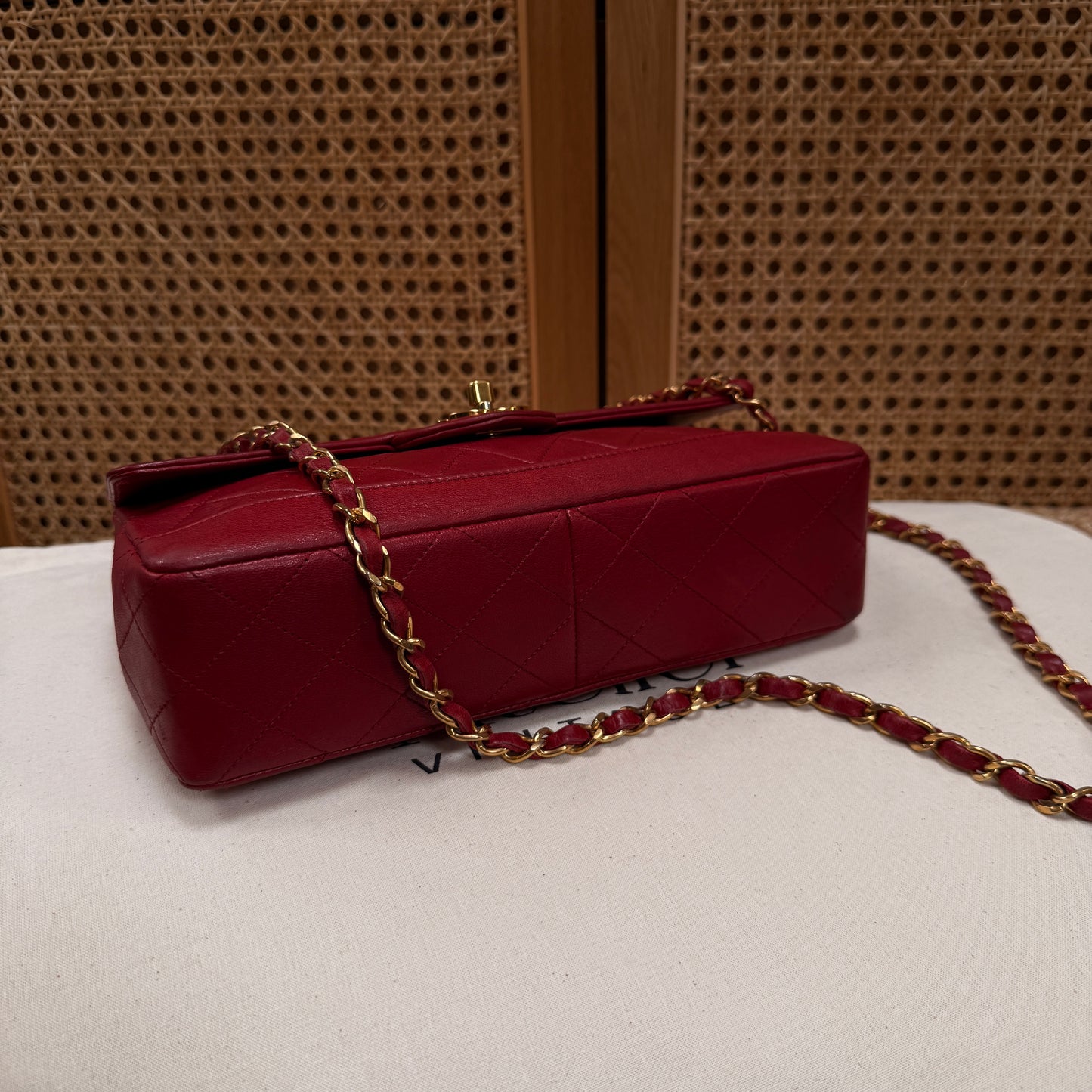Chanel 1989 Red Classic Single Flap with purse