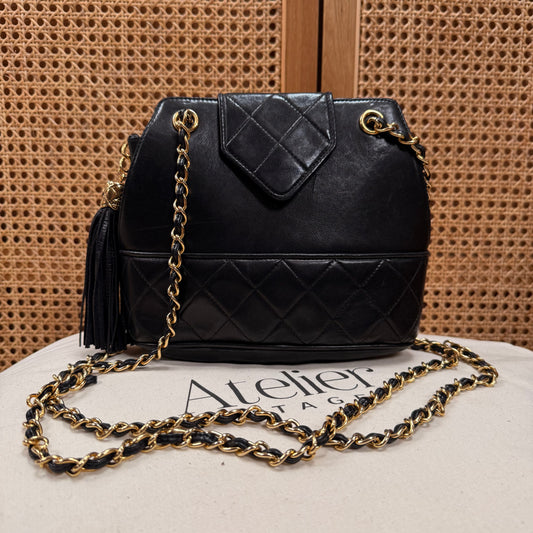 Chanel 1989 Black Camera Style Envelope Mini Tote