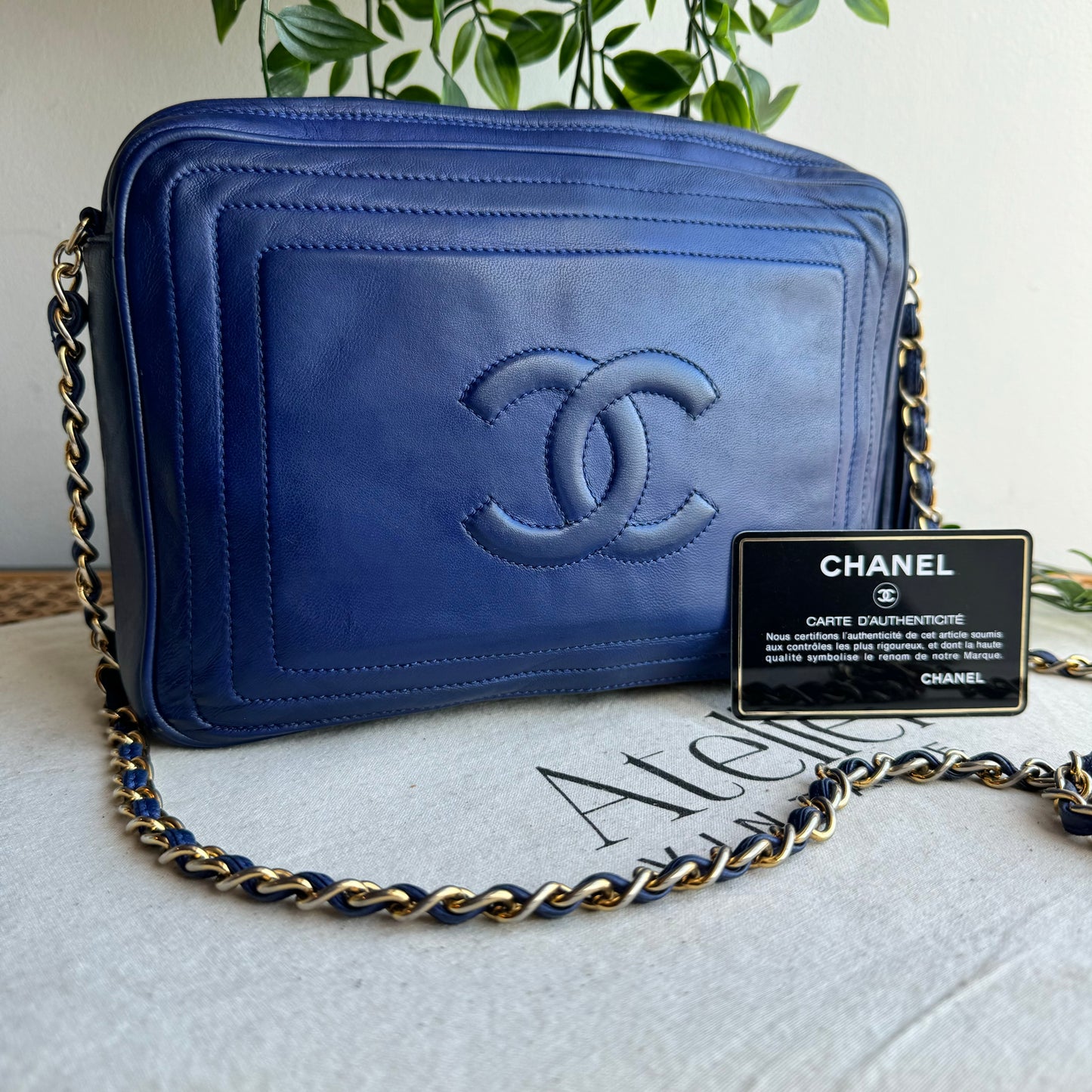 Chanel 1986 CC Quilted French Blue Camera bag