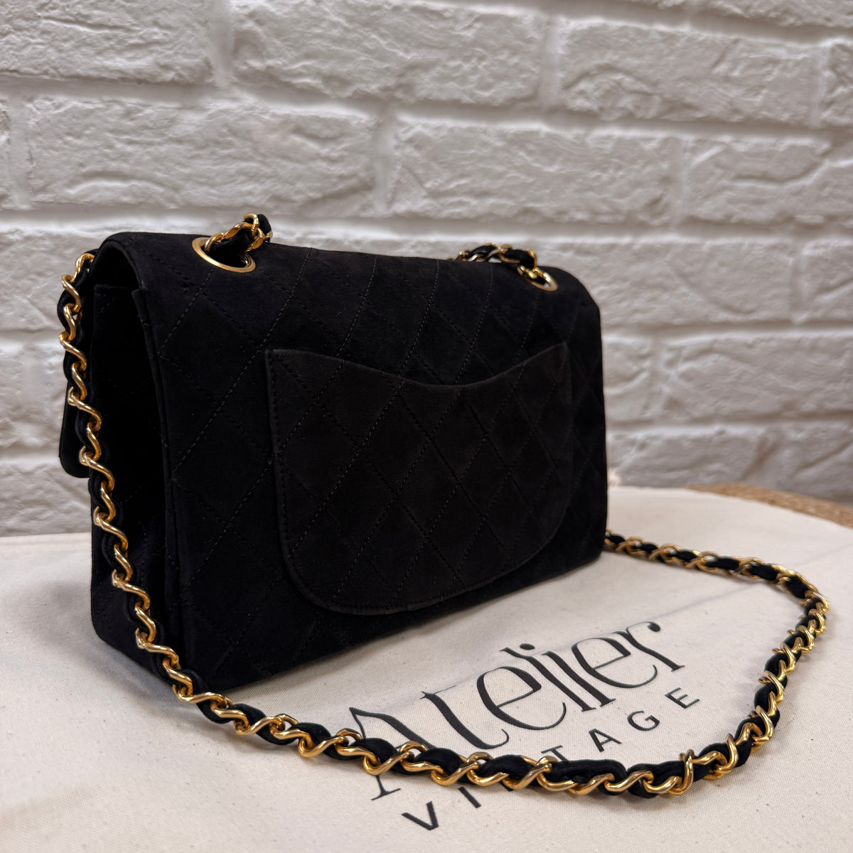 Chanel 1986 Rare Suede Black Classic Double Flap Small