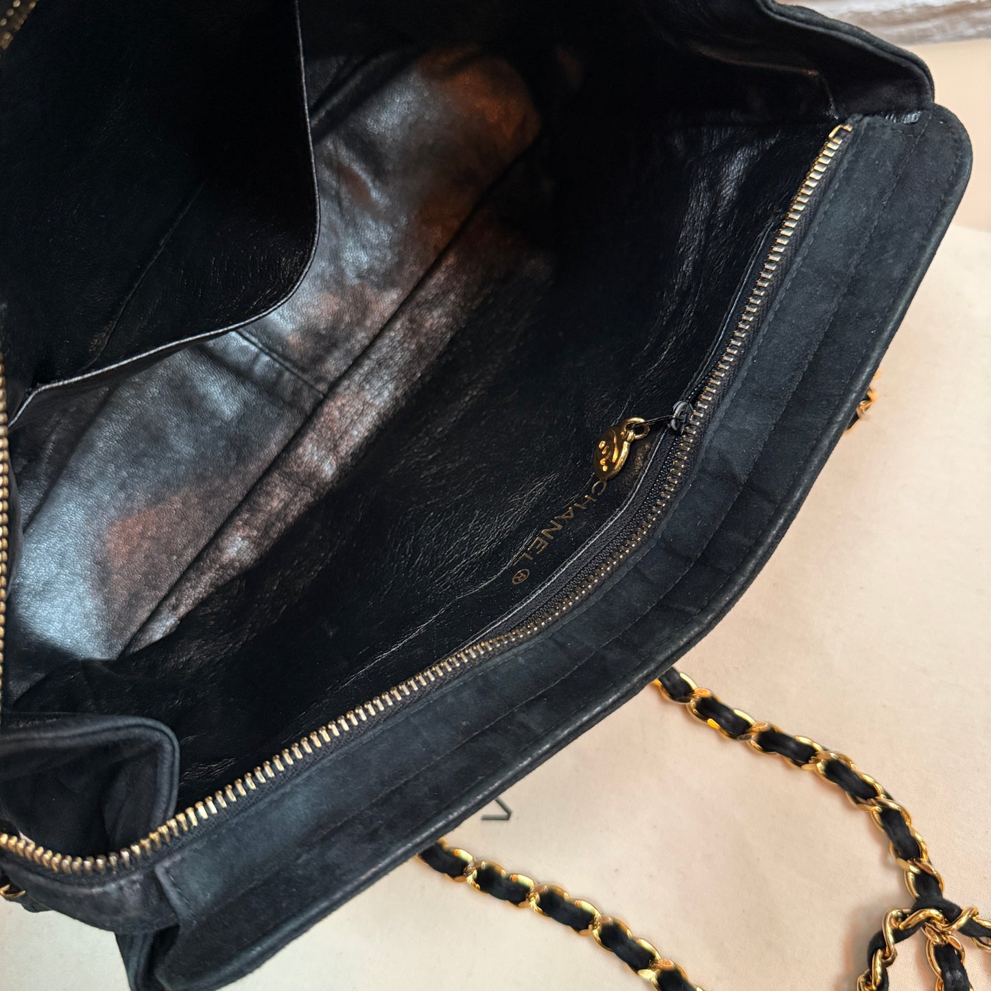 Chanel 1996 Rare Black Suede CC Turnlock Crossbody Tote with 24k Gold Hardware