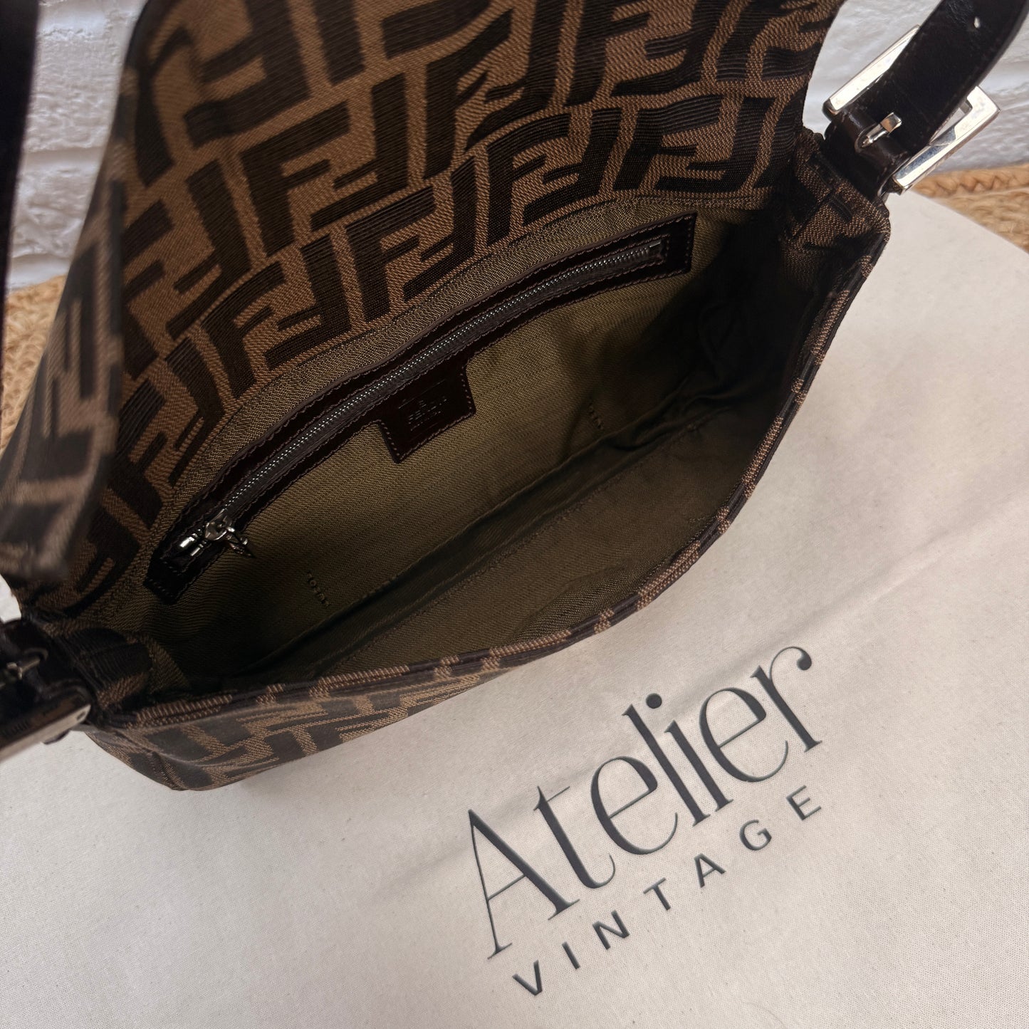 Fendi 1990s Original Baguette in Brown Zucca Print Canvas