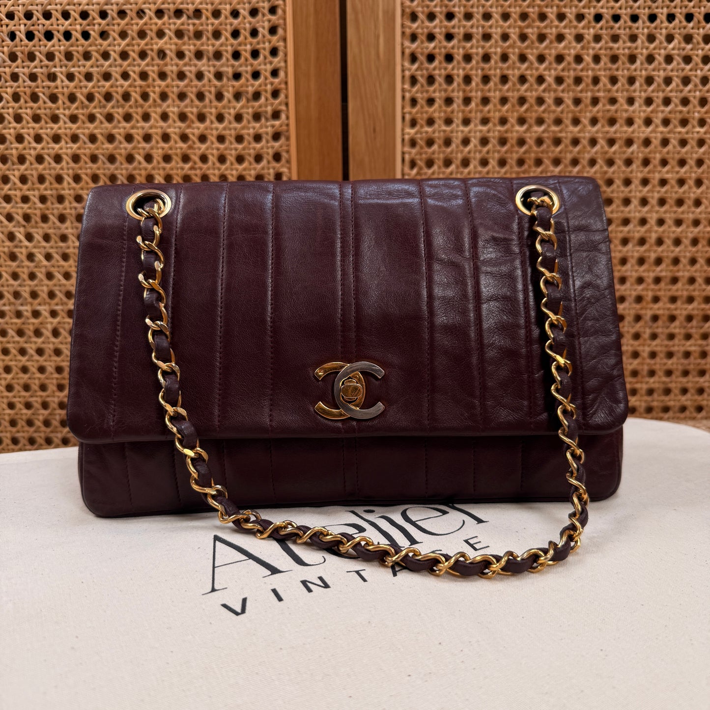 Chanel Ultra Rare Early 1980s Bordeux Lambskin Leather Classic Double Flap in Medium with 24k Gold Hardware