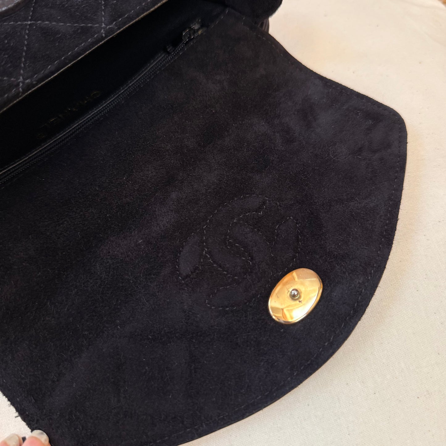 Chanel 1986 Suede & Multi-strand Leather Shoulder Bag