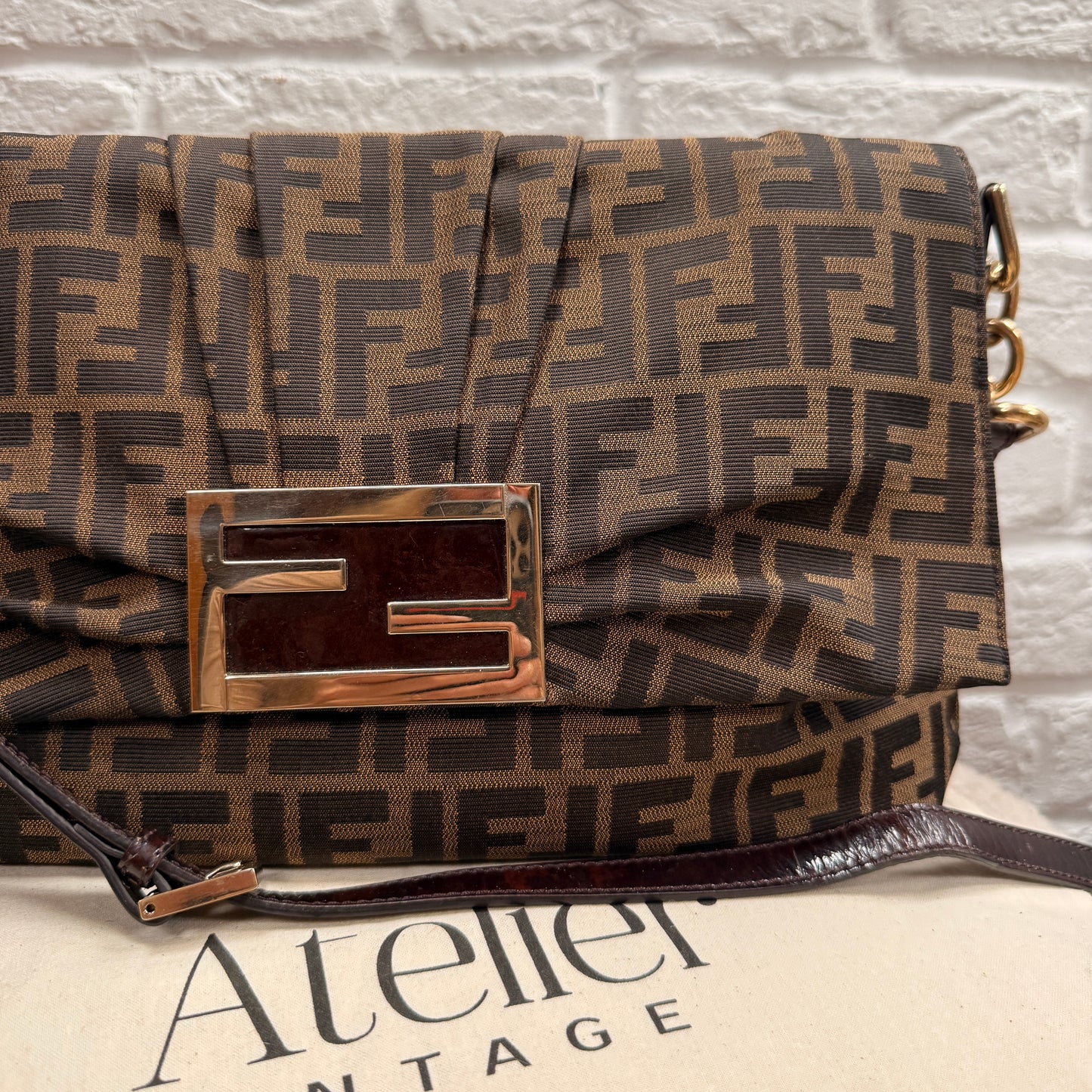 Fendi 1990s Rare Fendi Mia Mamma Two Way Cross Body Maxi Baguette