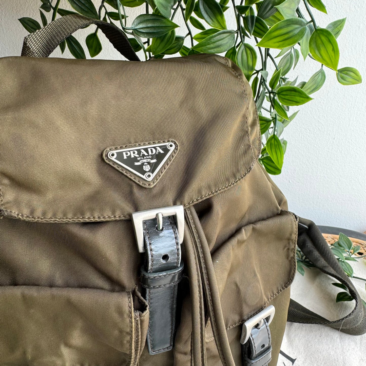 Prada Khaki Nylon Back Pack