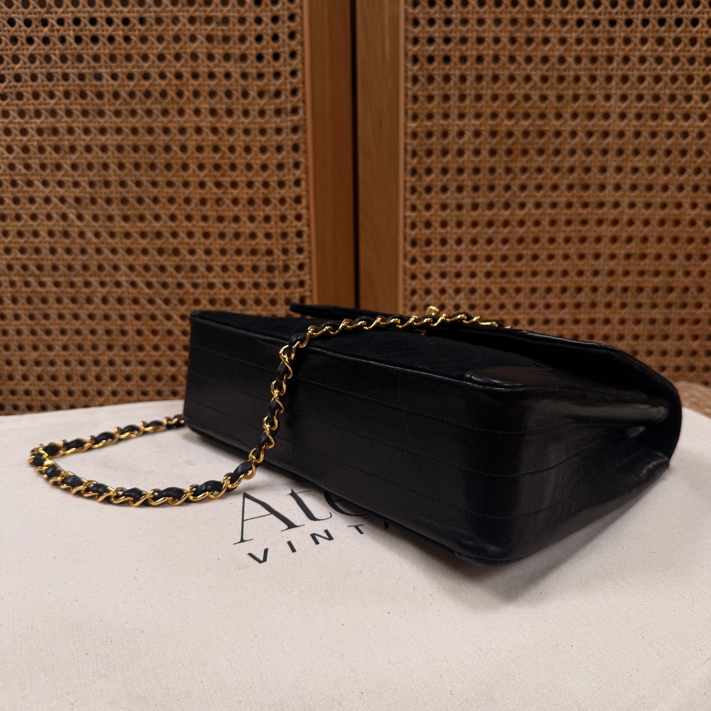 Chanel 1986 rare & limited edition single flap in black suede & Lambskin leather