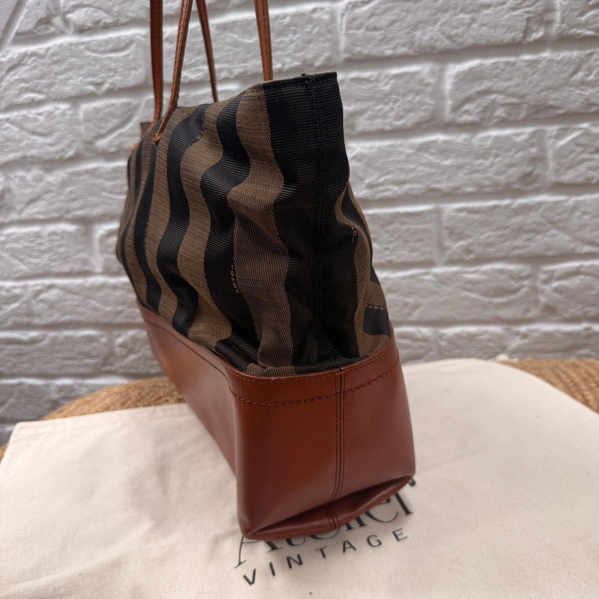 Fendi 1990s Pequin Tote