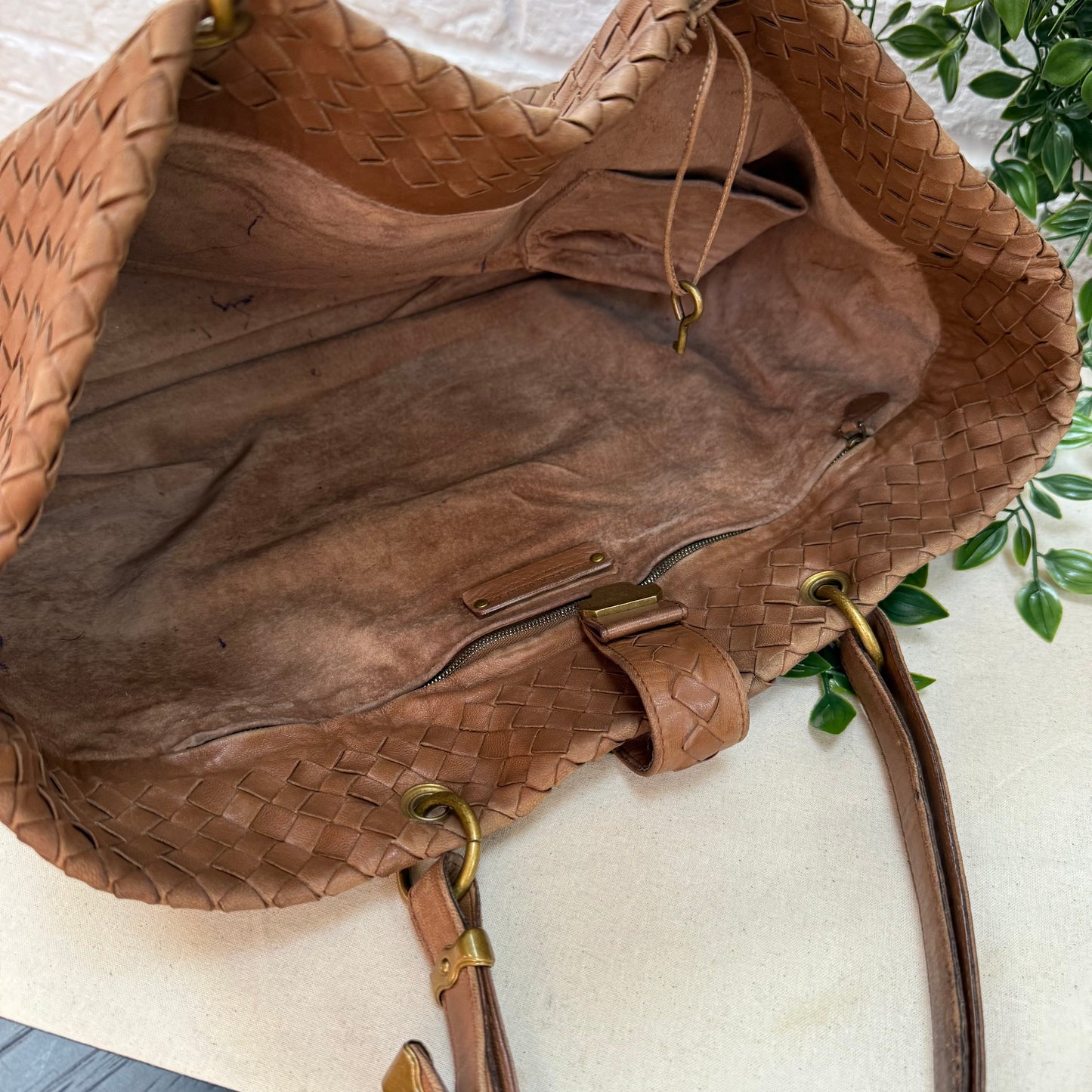 Bottega Veneta 1990s Tan Intrecciato Tote