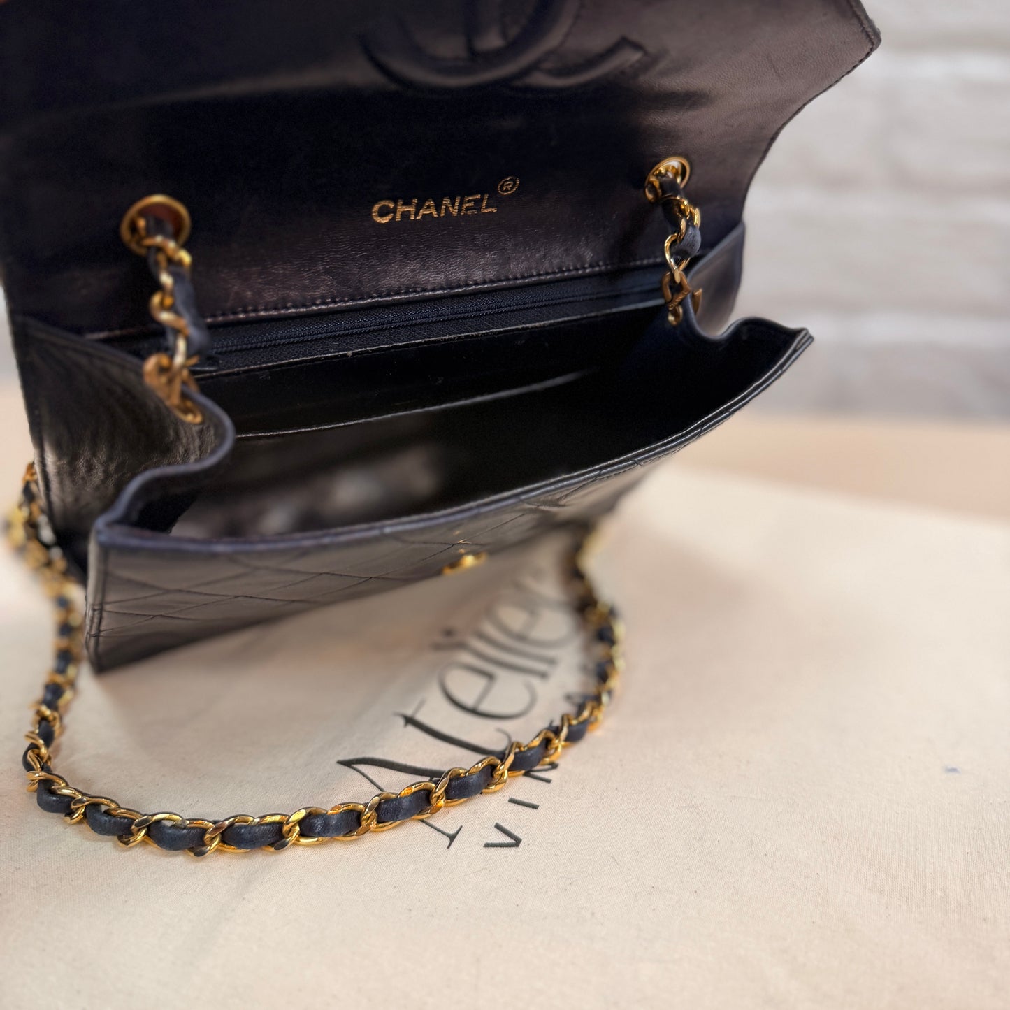 Chanel 1989 Rare Navy Jumbo CC Envelope Flap