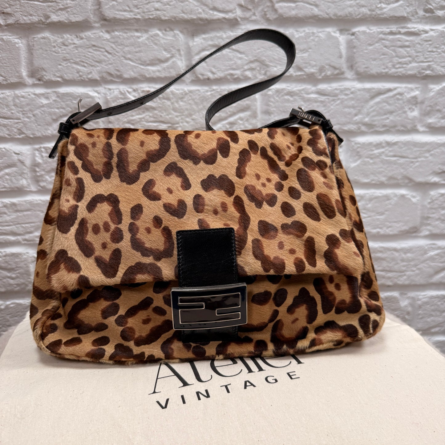 Fendi 1990s Original Fendi Mamma Baguette In Leopard Print Pony Hair