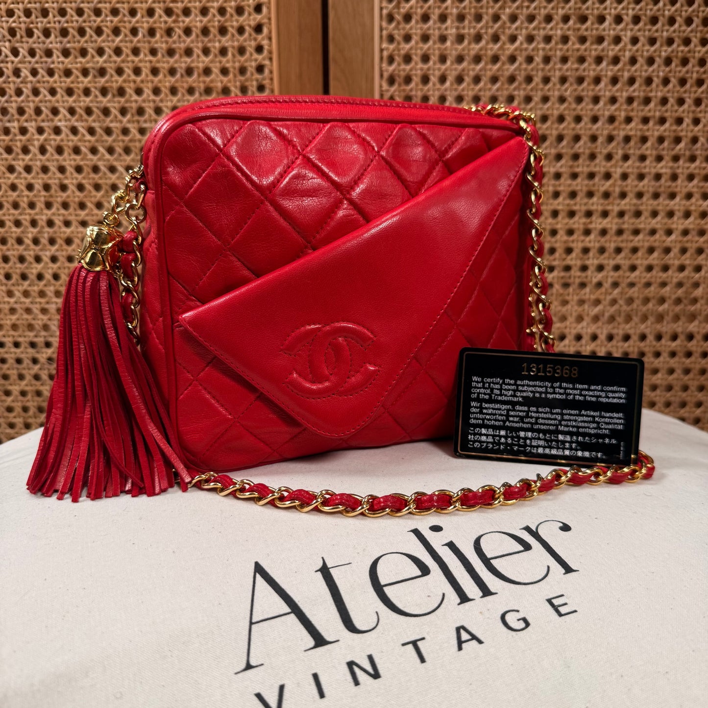 Chanel 1989 Red Quilted Tassel Camera Bag