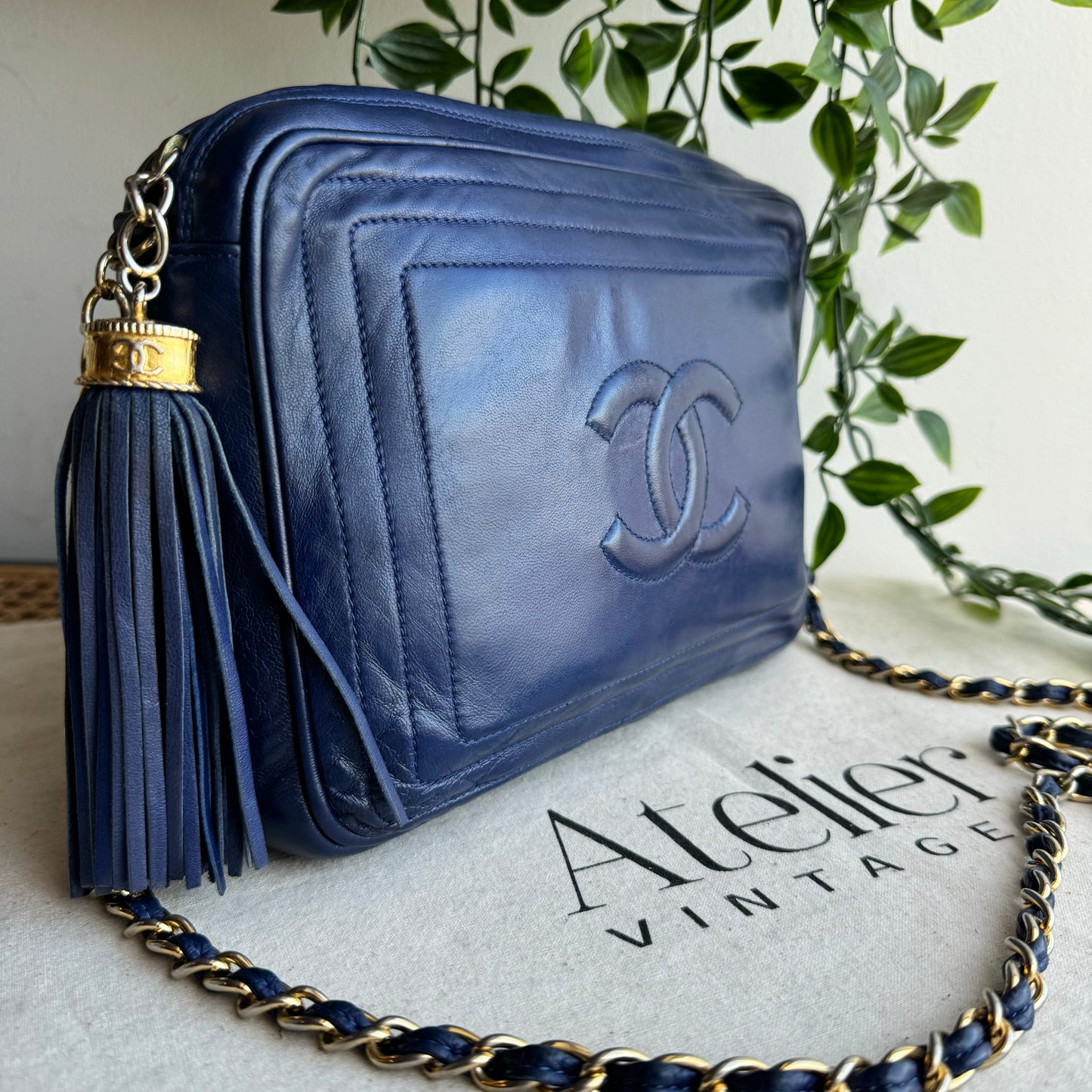 Chanel 1986 CC Quilted French Blue Camera bag