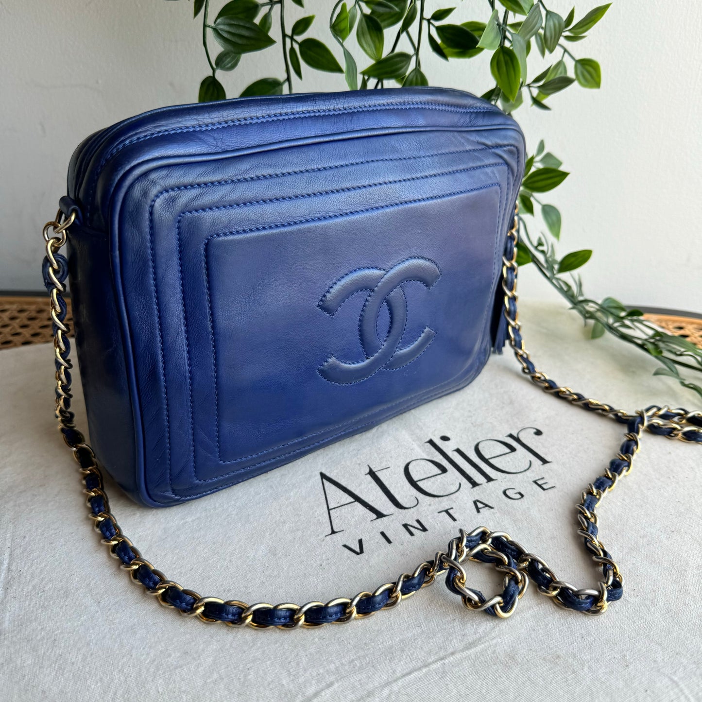 Chanel 1986 CC Quilted French Blue Camera bag