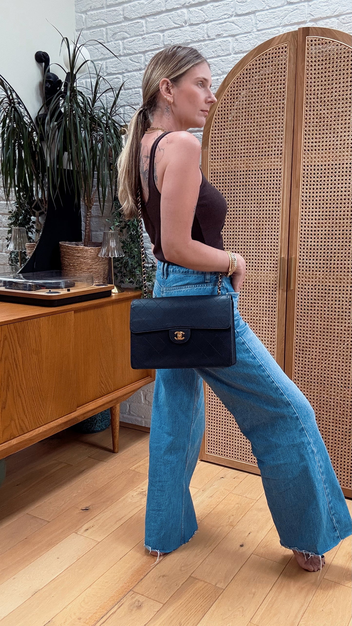 Chanel 1997 Very Rare Midnight Blue Caviar Single Flap