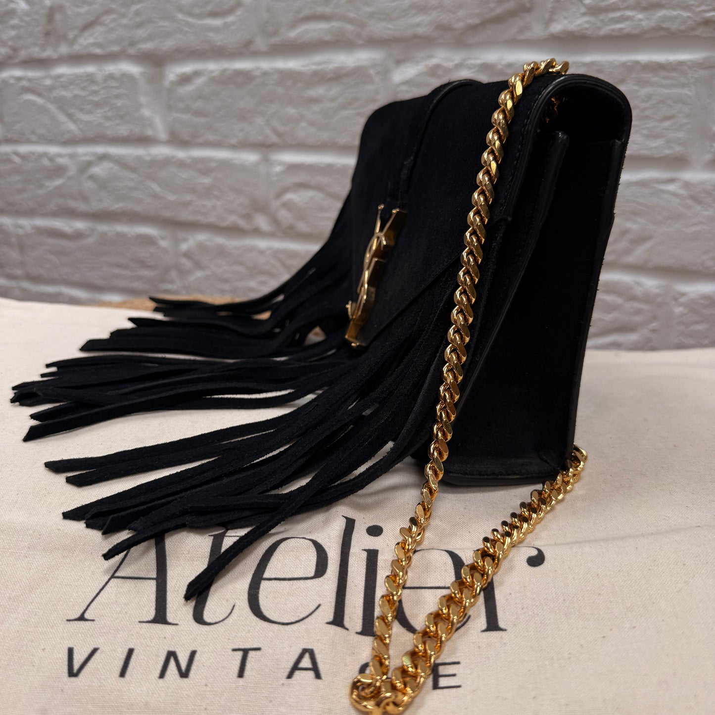 Saint Laurent Rare 2015 Envelope Suede Fringe