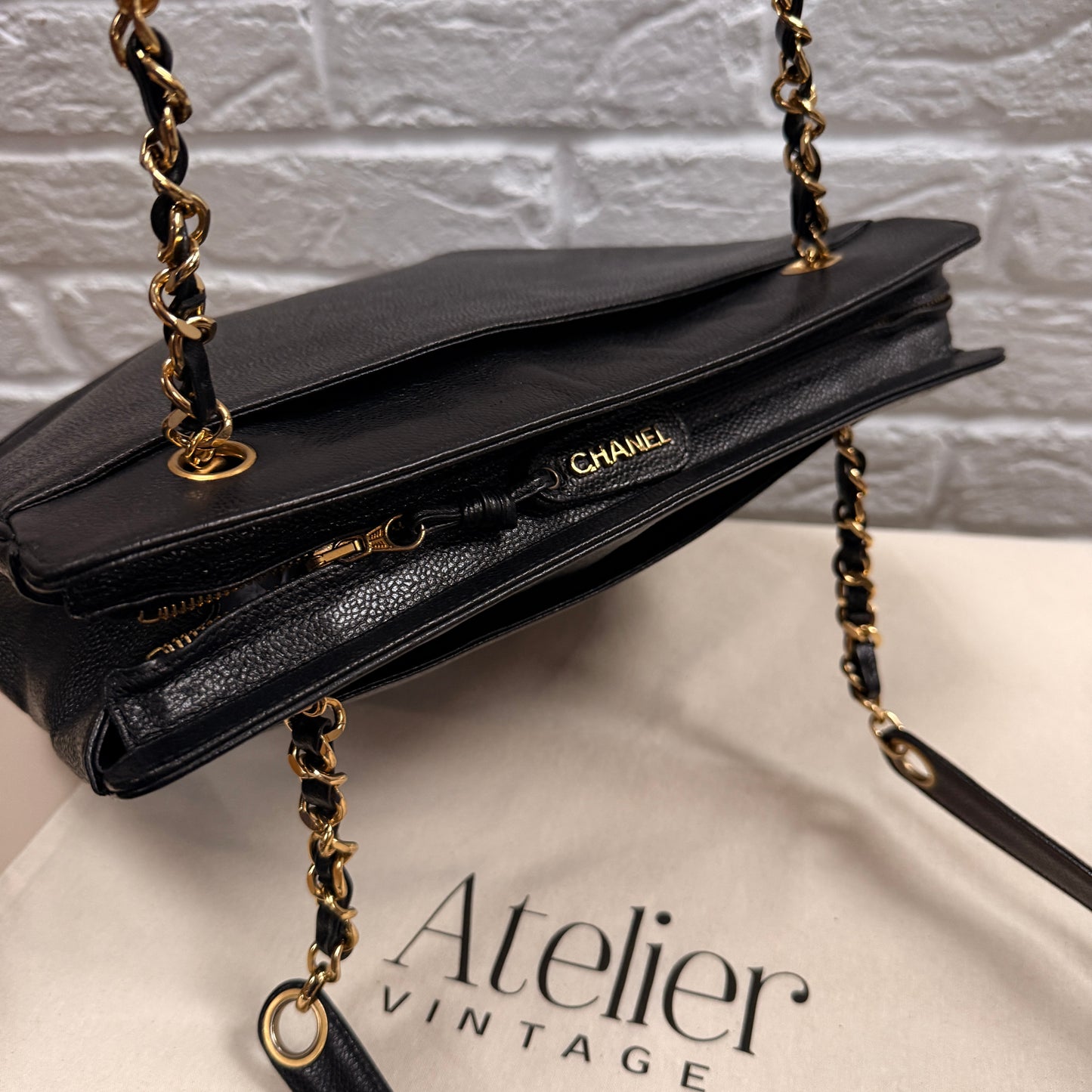 Chanel 1994 Black Triple CC Caviar Tote