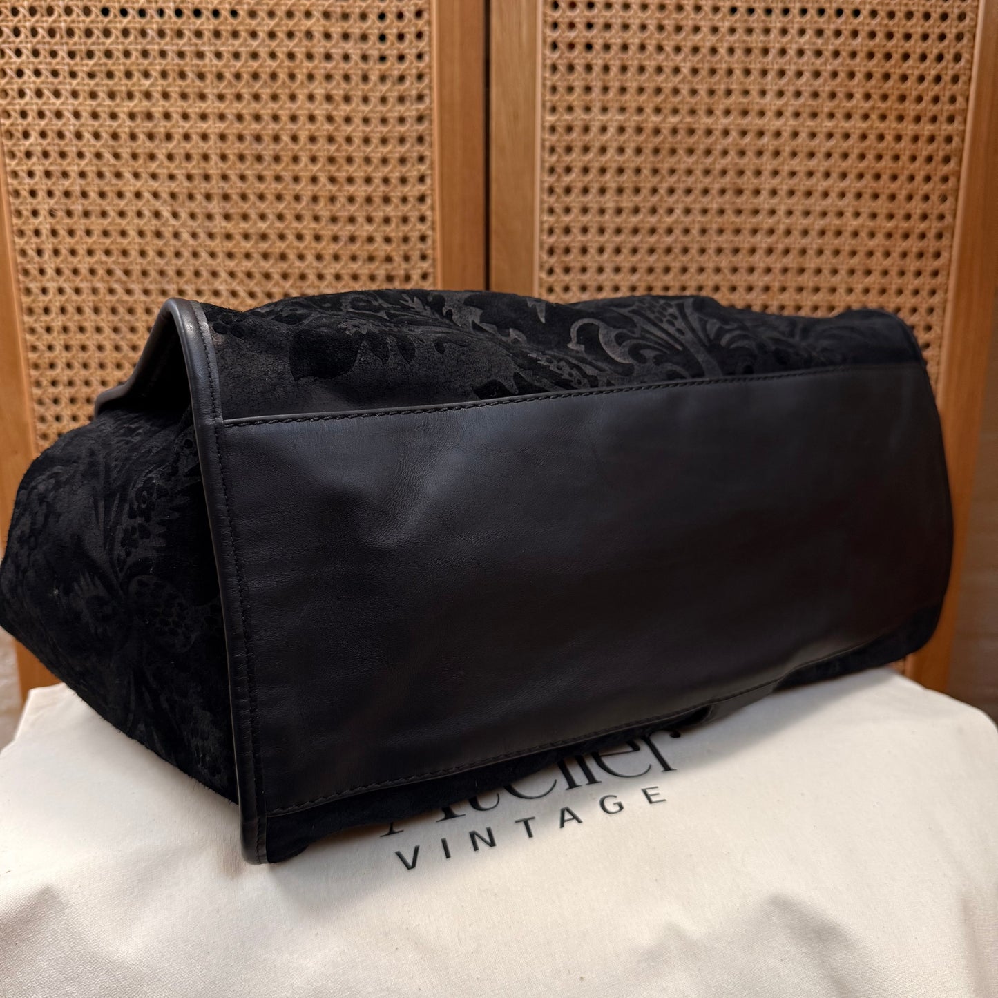 Gucci Suede Brocade Stirrup Tote