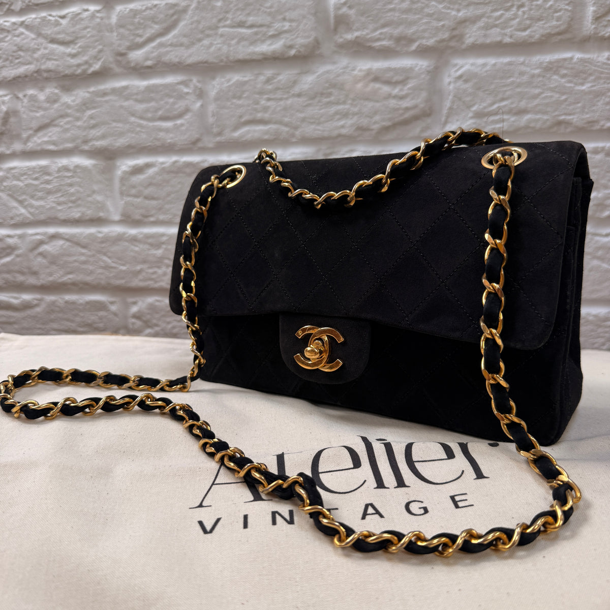 Chanel 1986 Rare Suede Black Classic Double Flap Small