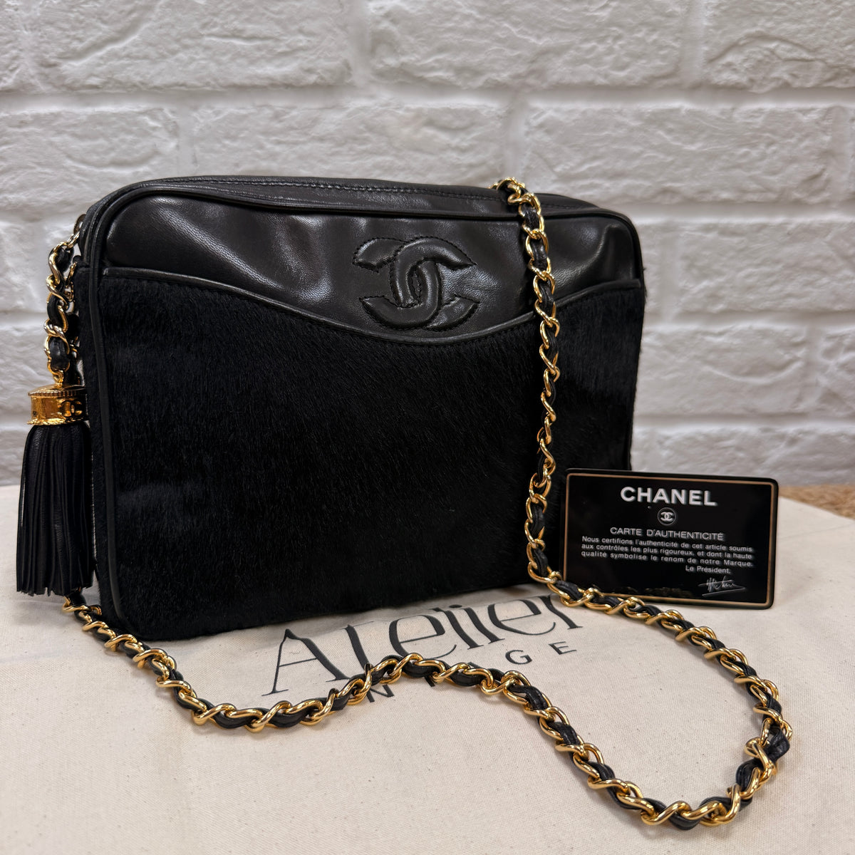 Chanel 1986 Rare Black Pony Hair & Leather Camera Bag