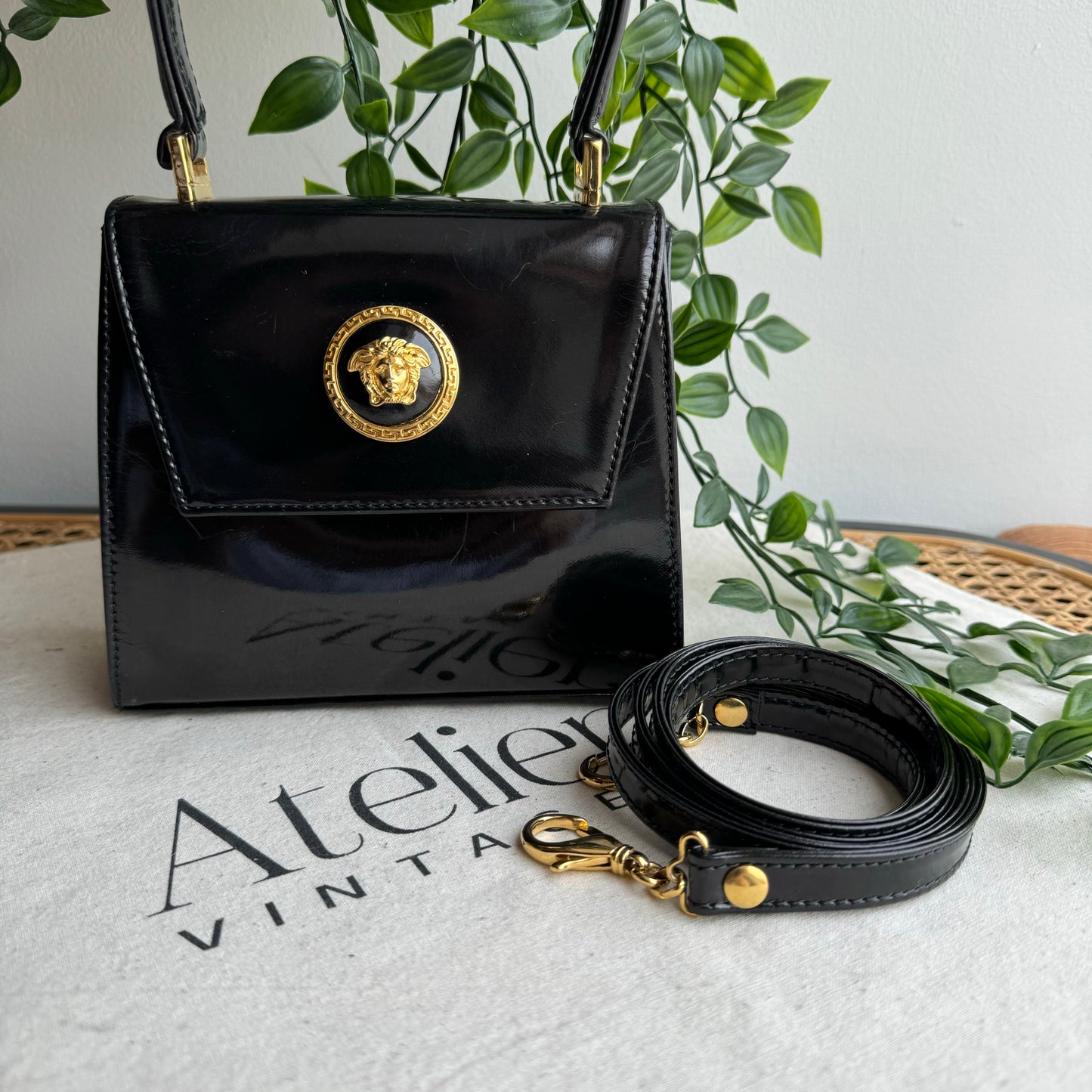Versace Vintage Medusa Top Handle Two Way Bag
