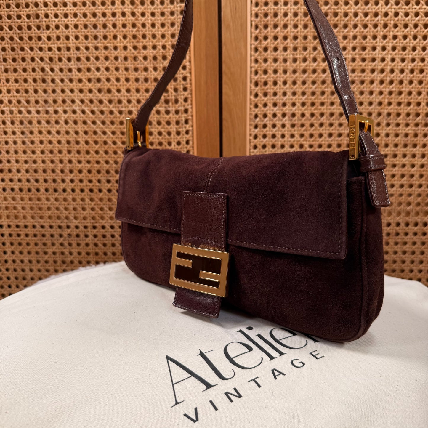 Fendi 1999 Fendi Baguette - Chocolate Suede & Enamel Closure