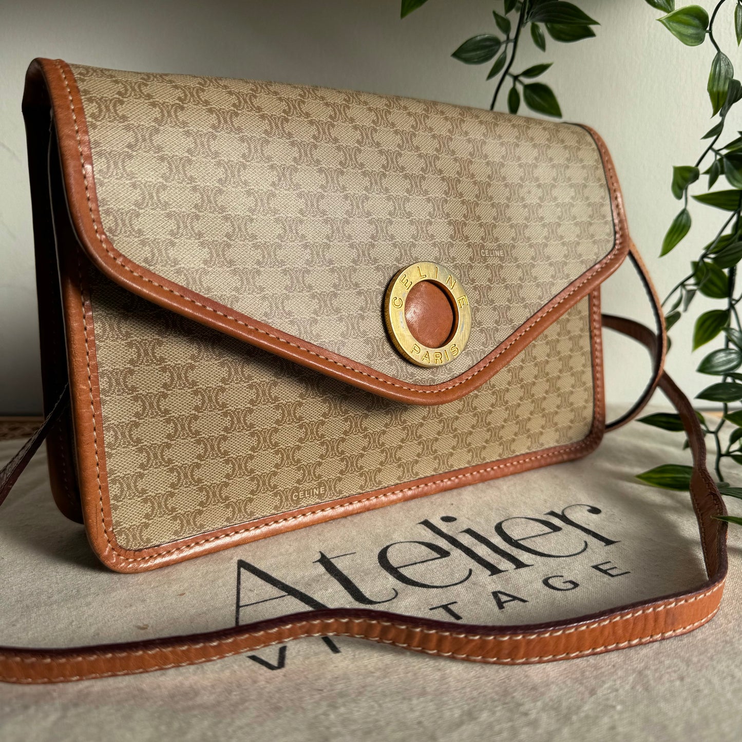 Celine Macadam Beige Shoulder Bag